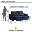 Ver imagem 4 de Sofá Retrátil e Reclinável 2 Lugares Suede Londres 196cm Yescasa Azul