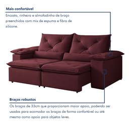 Sofá Retrátil e Reclinável 2 Lugares 196cm Londres - 8