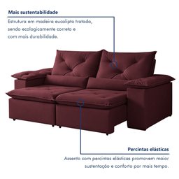 Sofá Retrátil e Reclinável 2 Lugares 196cm Londres - 7