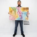 Ver imagem 2 de Quadro Decorativo Abstrato Arco Íris em tela Canvas TaColado Moldura Flutuante 4,5cm Freijó 90 x 60c
