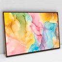Ver imagem 1 de Quadro Decorativo Abstrato Arco Íris em tela Canvas TaColado Moldura Flutuante 4,5cm Freijó 90 x 60c