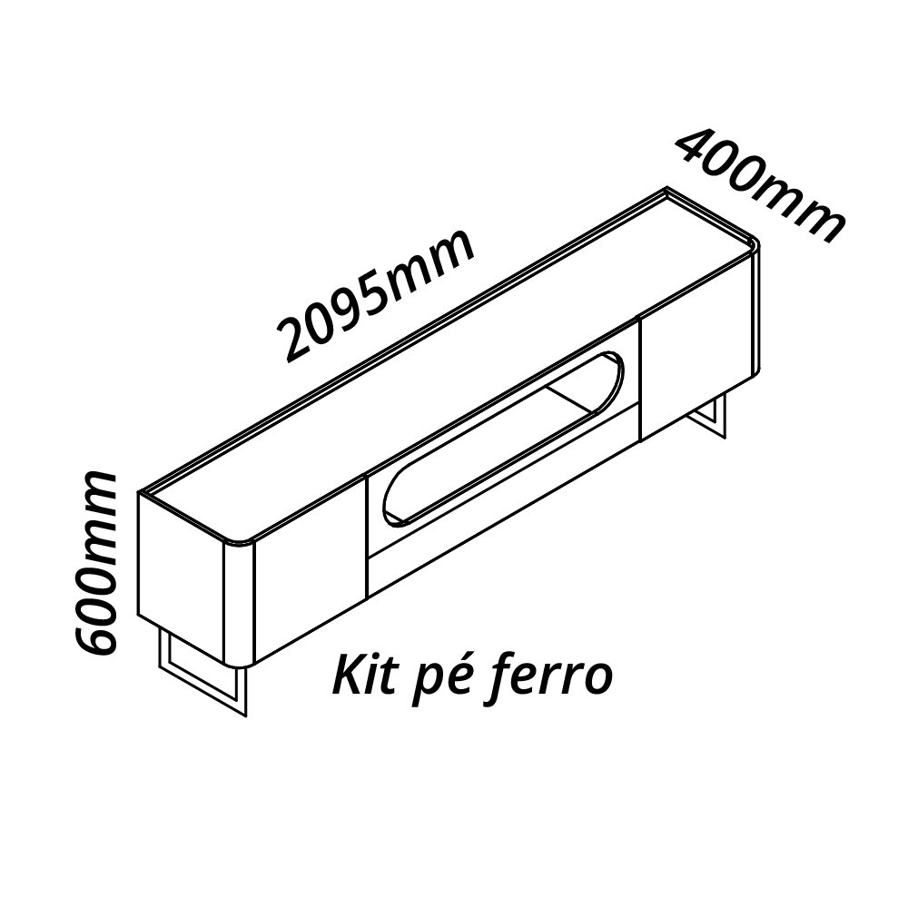 Rack para TV até 85 Polegadas com LED com Pés Ferro Nobre 210cm - 2