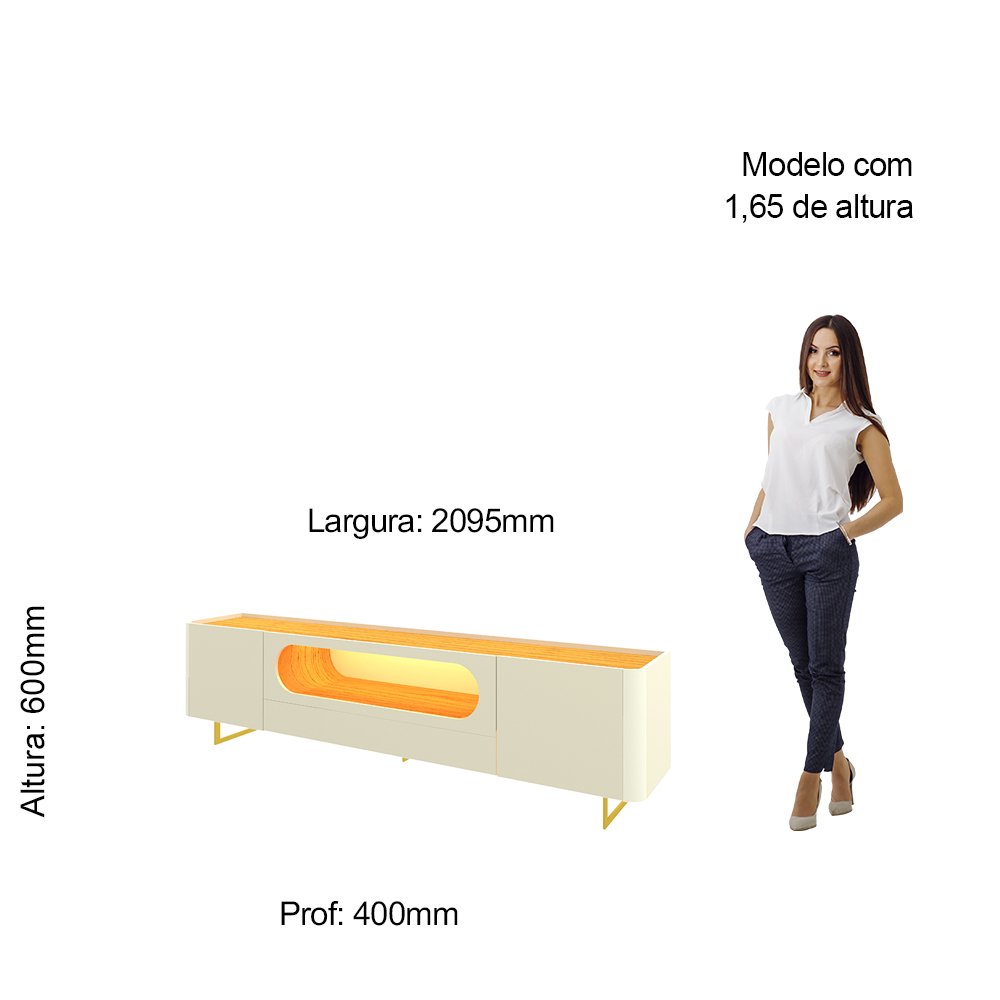 Rack para TV até 85 Polegadas com LED com Pés Ferro Nobre 210cm - 5