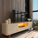 Ver imagem 1 de Rack para TV até 85 Polegadas 100% MDF com LED 209,5cm Pés em Madeira Maciça Nobre Branco
