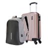 Kit Mala de Viagem de Bordo Londres Champagne+ Mochila para Notebook Anti-furto Swiss Move - 1