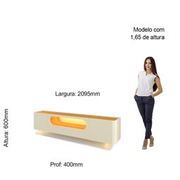 Rack para TV até 85 Polegadas com LED com Pés Vidro 210cm 100% MDF Nobre - 12