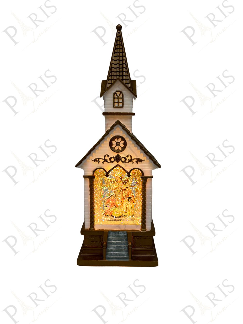 Peça Decorativa Igreja Natalina Sagrada Familia Musical com Led 28cm 14652-pl - 2