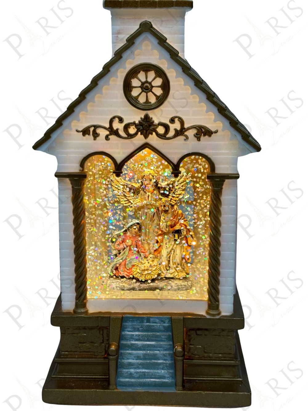 Peça Decorativa Igreja Natalina Sagrada Familia Musical com Led 28cm 14652-pl - 3