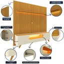Ver imagem 5 de Rack com Painel Ripado para TV até 90 Polegadas 100% MDF com LED 228,8CMX310CM Pés em Madeira Maciça 1 Gaveta 2 Portas 1 Prateleira Nobre Marrom