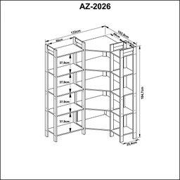 Estante para Livros Multiuso de Canto 1,85x1,33m Haia Yescasa - 3