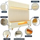 Ver imagem 6 de Rack com Painel Ripado para TV até 90 Polegadas 100% MDF com LED 228,8CMX310CM Pés em Madeira Maciça 1 Gaveta 2 Portas 1 Prateleira Nobre Branco