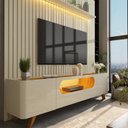 Ver imagem 5 de Rack com Painel Ripado para TV até 90 Polegadas 1 Gaveta 2 Portas 1 Prateleira com LED 230cm Nobre 100% MDF