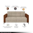 Ver imagem 3 de Sofá Living Decorativo Houston 2 Lugares 180cm Pés em Metal Linho/PU Bege Escuro/ Marrom G33 - Gran