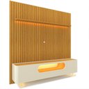 Ver imagem 3 de Rack com Painel Ripado para TV até 90 Polegadas 100% MDF com LED 228,8CMX310CM 1 Gaveta 2 Portas Nobre Marrom