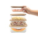 Ver imagem 2 de Kit 4 Potes de Vidro com Tampa de Bambu Hermético Marmita Retangulares - Tud