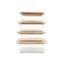 Ver imagem 3 de Kit 4 Potes de Vidro com Tampa de Bambu Hermético Marmita Retangulares - Tud