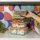 Ver imagem 7 de Kit 4 Potes de Vidro com Tampa de Bambu Hermético Marmita Retangulares - Tud