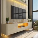 Ver imagem 6 de Rack com Painel Ripado para TV até 90 Polegadas 100% MDF 228,8CMX310CM 1 Gaveta 2 Portas Nobre Branco