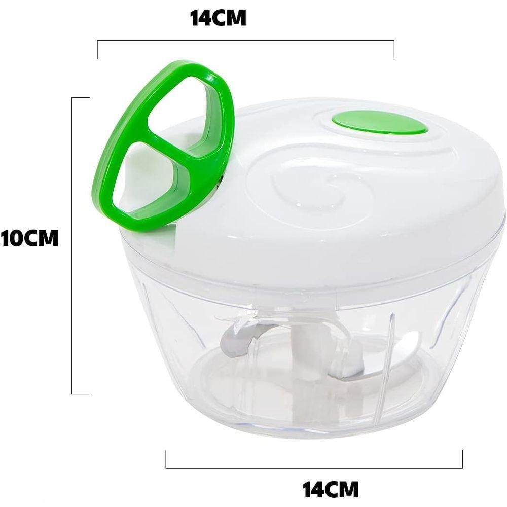 Mini Triturador Processador de Alimentos Manual Alho Cebola 3 Lâminas Inox P - 2