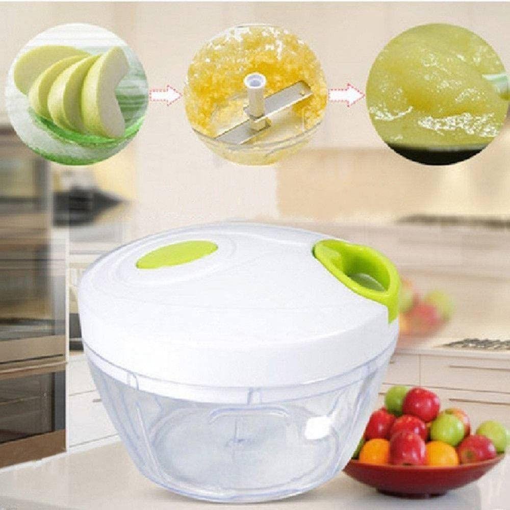 Mini Triturador Processador de Alimentos Manual Alho Cebola 3 Lâminas Inox P - 6