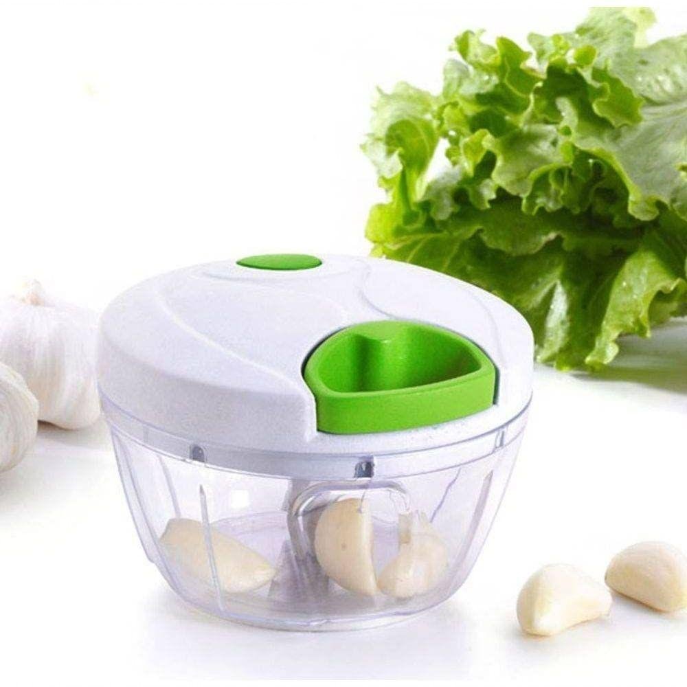 Mini Triturador Processador de Alimentos Manual Alho Cebola 3 Lâminas Inox P - 4