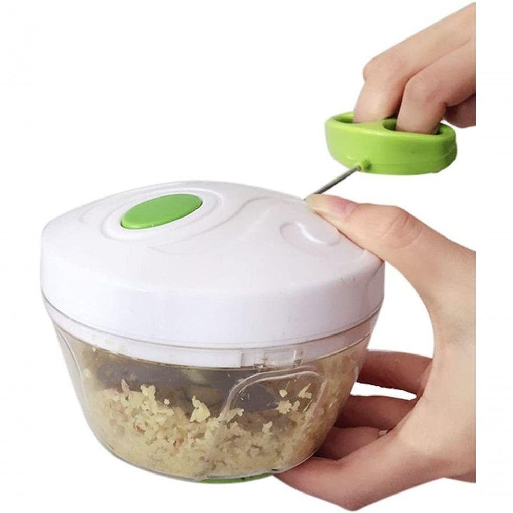 Mini Triturador Processador de Alimentos Manual Alho Cebola 3 Lâminas Inox P - 5