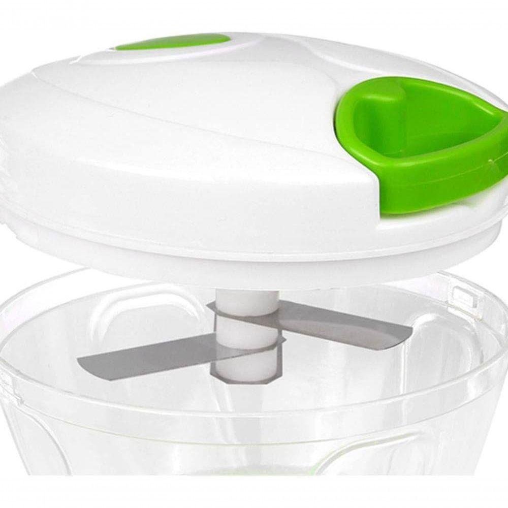 Mini Triturador Processador de Alimentos Manual Alho Cebola 3 Lâminas Inox P - 3