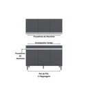 Ver imagem 3 de Balcão Gabinete Manu 120 Cm C-tampo e Armário Aéreo Andreia 120cm Cinza