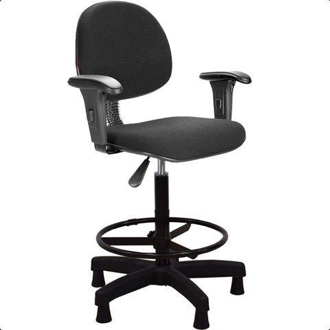 Cadeira Caixa Alta Balcão Executiva C/ Sapata Fixa e Braço