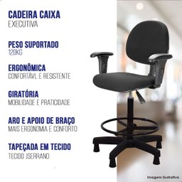 Cadeira Caixa Alta Balcão Executiva C/ Sapata Fixa e Braço - 4