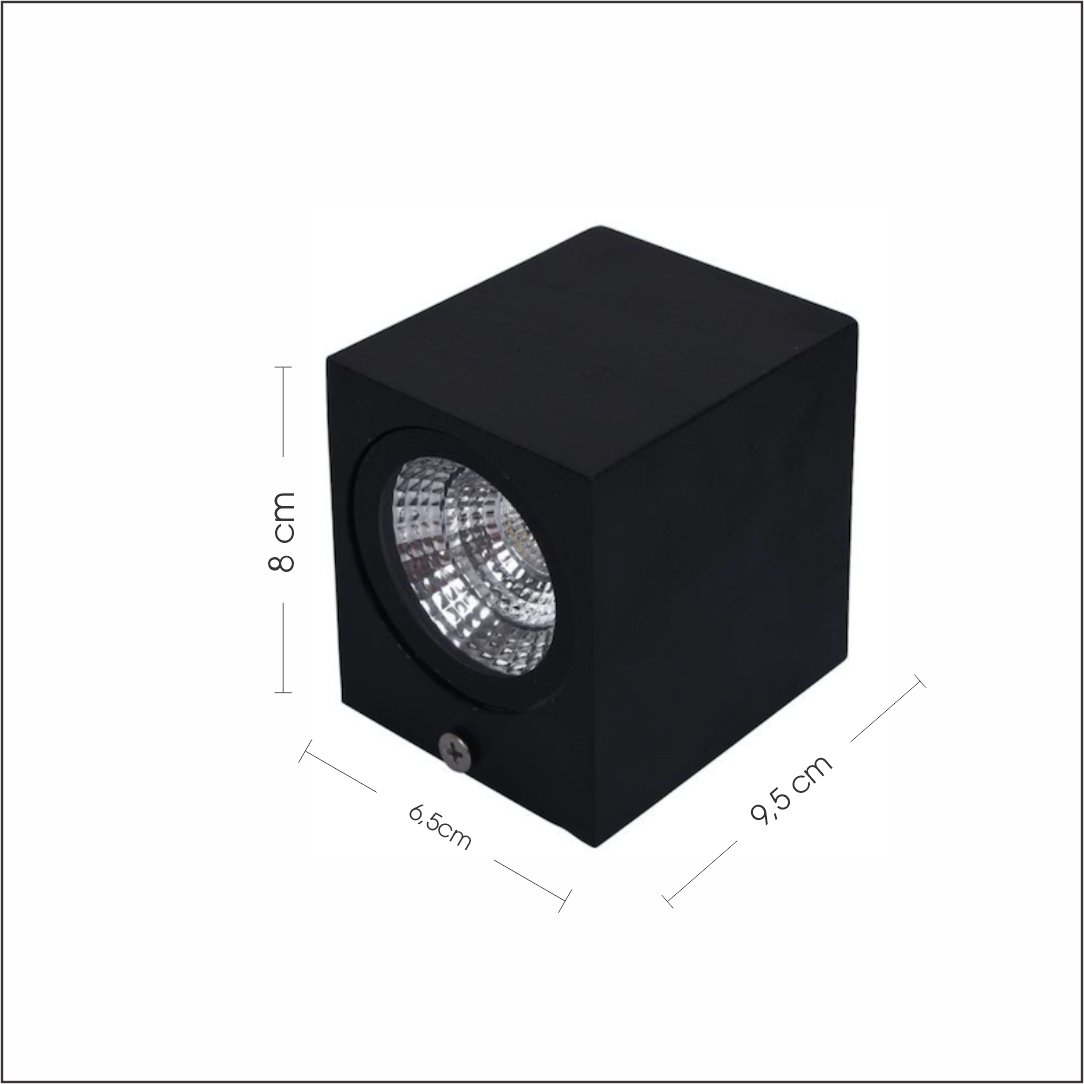 Kit com 3 Luminária Arandela Externa IP54 5W 3000k Preto Resistente LED - 3