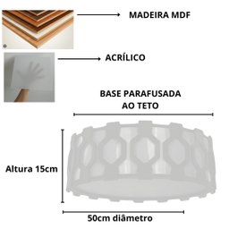 Lustre Plafon Madeira Ripado Diamante 50 Cm para Sala de Srtar Sala de Jantar Cor Málaga - 3