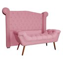 Ver imagem 1 de Conjunto Sienna Cabeceira e Recamier Solteiro 90 Cm Suede Rosa Barbie - LM DECOR