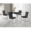 Ver imagem 1 de Conjunto Sala de Jantar Mesa Ortenia Tampo Vidro com 4 Cadeiras Dinah Preto/Cromado