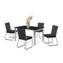 Ver imagem 2 de Conjunto Sala de Jantar Mesa Ortenia Tampo Vidro com 4 Cadeiras Dinah Preto/Cromado
