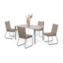 Ver imagem 2 de Conjunto Sala de Jantar Mesa Ortenia Tampo Vidro com 4 Cadeiras Dinah Bege/Cromado/Off White