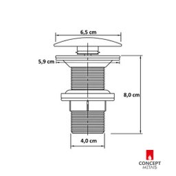 Válvula Click Aço Inox / Abs Pia Tanque Lavatório Lavanderia 1/4 Concept Metais 1617 - 9