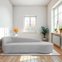 Ver imagem 1 de Recamier Curvo Orgânico 200cm 3 Lugares Lado Direito para Sala Estar e Linho Paris Cinza Claro