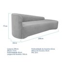 Ver imagem 3 de Recamier Curvo Orgânico 200cm 3 Lugares Lado Direito para Sala Estar e Linho Paris Cinza Claro