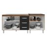 Armário Cozinha Gabinete Pia de 120 Cm Bruna e Balcão Fran para Cooktop 4 Bocas Savana Preto - 3