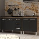 Ver imagem 6 de Armário Cozinha Gabinete Pia de 120 Cm Bruna e Balcão Fran para Cooktop 4 Bocas Savana Preto