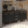 Armário Cozinha Gabinete Pia de 120 Cm Bruna e Balcão Fran para Cooktop 4 Bocas Savana Preto - 5