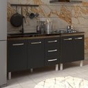 Ver imagem 5 de Armário Cozinha Gabinete Pia de 120 Cm Bruna e Balcão Fran para Cooktop 4 Bocas Savana Preto
