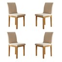 Ver imagem 1 de Kit 4 Cadeiras para Sala de Jantar Pés Madeira Maciça Bella Bege/Cinamomo/Veludo Palha