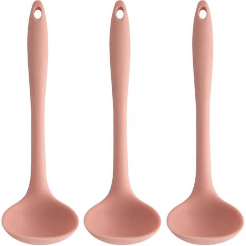Kit 3 Conchas de Cozinha 27cm Silicone Rosa para Servir Sopa