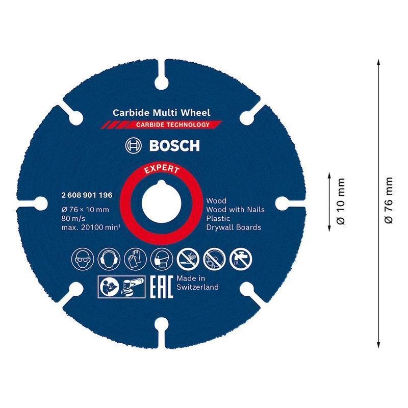 Disco de Corte Bosch Expert Carbide Multi Wheel 76mm, 10mm - 2