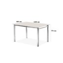 Ver imagem 3 de Conjunto Sala de Jantar Mesa Ortenia Tampo Vidro com 4 Cadeiras Dinah Bege/Cromado/Off White