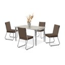 Ver imagem 2 de Conjunto Sala de Jantar Mesa Ortenia Tampo Vidro com 4 Cadeiras Dinah Marrom/Cromado/Off White