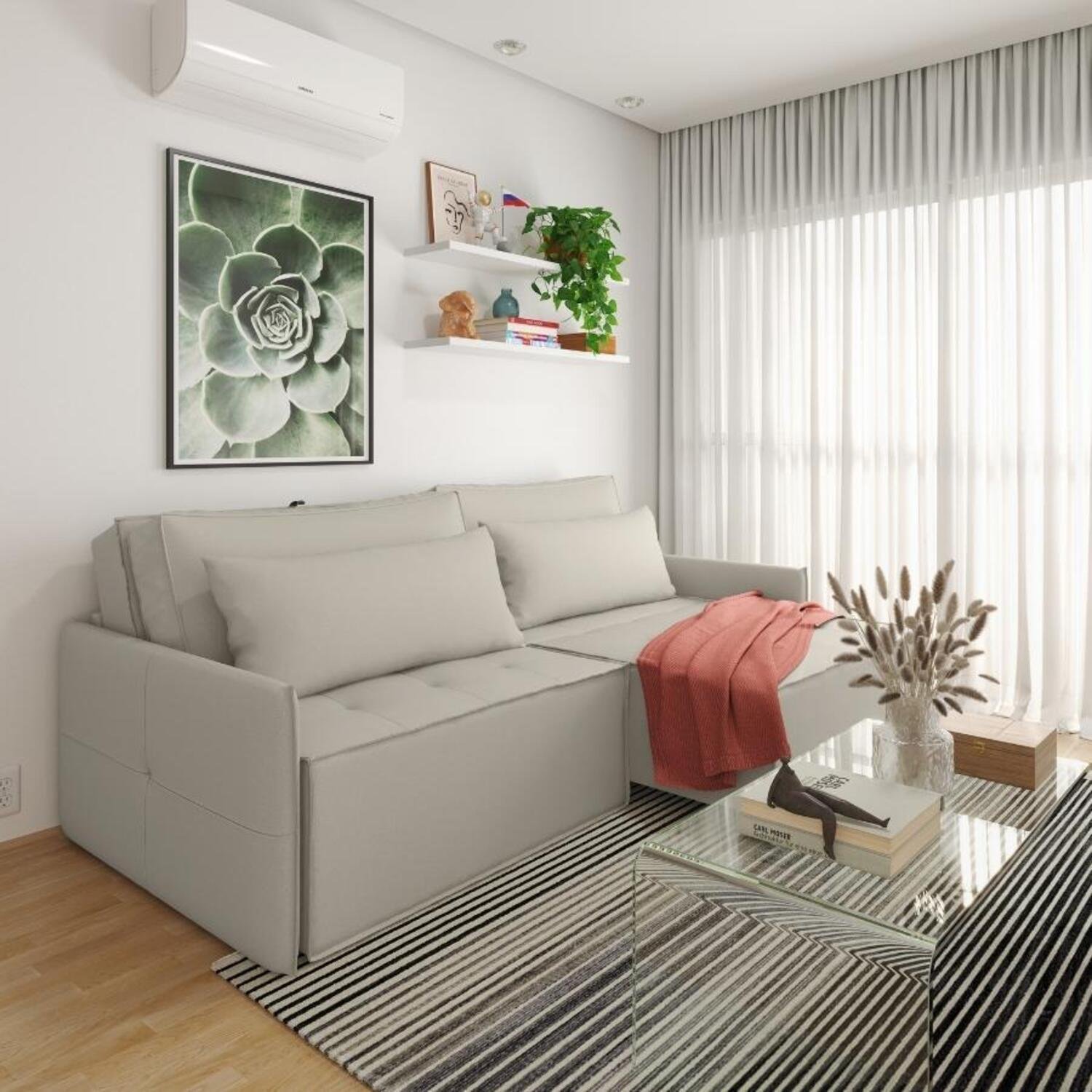 Sofá Retrátil e Reclinável em Linho 220cm Boss - 1