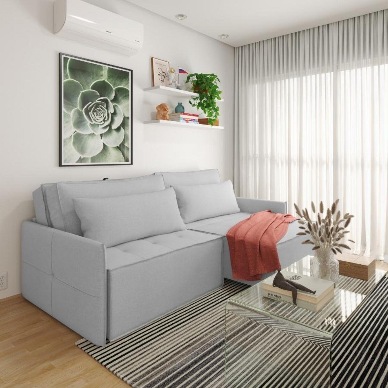 Sofá Retrátil e Reclinável em Linho 220cm Boss - 1